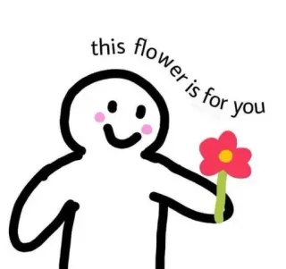 😍 this flower is for you flor, presente, boneco palito, saudável, fofo whatsapp sticker