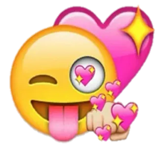 😜 emoji, heart, love, romance, finger gesture, relationship whatsapp sticker