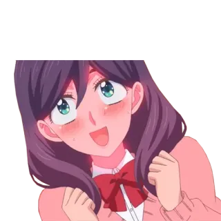 😳 anime, schoolgirl, kawaii, cute, cheerful, girl whatsapp sticker