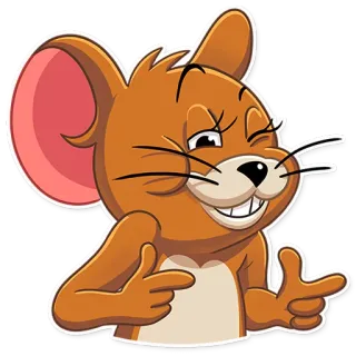 😉 Jerry Mouse Tom and Jerry cartoon, mouse, jerry, pointing, sly, smug telegram sticker