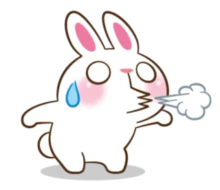 😵 заяц, кролик, уставший, мультик, наклейка, милый whatsapp sticker