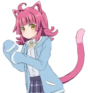 😸 动漫, 猫娘, 漫画, 卡通, 粉色头发, 猫耳, 卡哇伊 telegram sticker