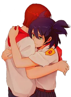 😔 อนิเมะ, กอด, มิตรภาพ, การ์ตูน, คู่รัก telegram sticker