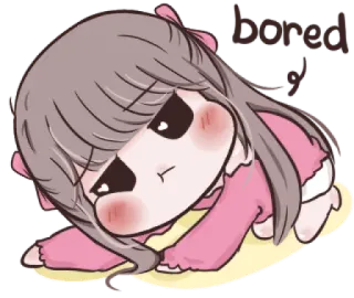 😞 bored y เบื่อ, เหนื่อย, อารมณ์, การ์ตูน, น่ารัก, ขี้เกียจ telegram sticker