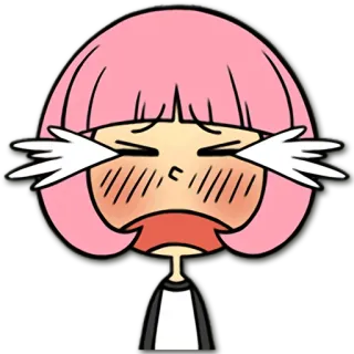 😭 cartoon, sad, crying, pink hair telegram sticker