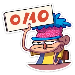 😕 0/10 Dessin animé, Note, Score, Drôle, Personnage, Humour, Évaluation telegram sticker