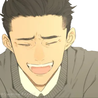 😂 @SwallowZireael hombre, anime, risa, feliz telegram sticker