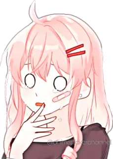 🥺 @animestickerchannel Anime, Sticker, Émotionnel, Pleurs, Fille, Dessin animé, Cheveux roses telegram sticker