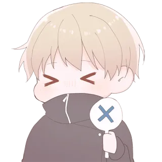 ❌ Anime, Garçon, Mignon, Triste, Croix, X telegram sticker