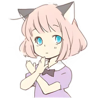 🙅‍♀ สาวอนิเมะ, หูแมว, น่ารัก, การ์ตูน, สติกเกอร์ whatsapp sticker