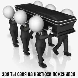 😩 зря ты саня на настюхи поженился Cercueil, Funérailles, Porte-cercueil, Meme, Russe, Humour telegram sticker