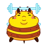 💪 ผึ้ง, ยกน้ำหนัก, น่ารัก, การ์ตูน, ฟิตเนส, ออกกำลังกาย whatsapp sticker