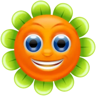 Ⓜ️ Blume, Emoji, Fröhlich, Smiley, Pflanze, Orange whatsapp sticker