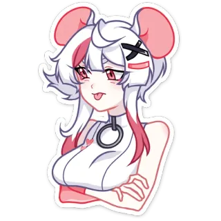 😛 Anime, Lindo, Chica, Personaje, Pegatina, Ratón, Kawaii telegram sticker