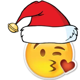 😘 Emoji, Natal, Gorro de Papai Noel, Beijo, Coração, Feriado telegram sticker