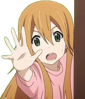 🙅‍♂ anime, chica, personaje, saludando, dibujos animados, lindo, persona whatsapp sticker