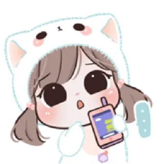 📱 Anime, Cartone animato, Ragazza, Kawaii, Carino, Adesivo whatsapp sticker