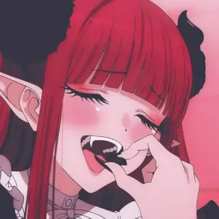 😋 anime, elf, fantasy, red hair, demon, vampire, cute telegram sticker