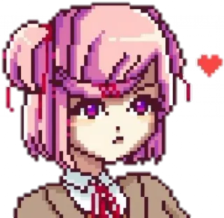 💕 Natsuki Doki Doki Literature Club Anime, Pixel art, Słodkie, Serce, Natsuki, Doki Doki Literature Club telegram sticker