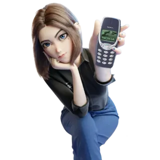 🧱 NOKIA Anime, Donna, Ragazza, Telefono, Nokia telegram sticker