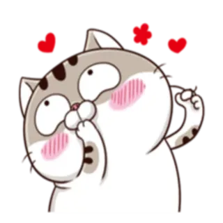 😘 猫, 愛, 可愛い, 漫画, ハート, 動物 telegram sticker