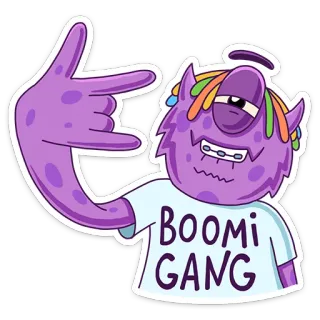 🤘 BOOMI GANG monster, purple, gang, cartoon, sticker, boomi telegram sticker