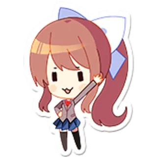 😃 Monika Doki Doki Literature Club! anime, cute, chibi, video game, japanese telegram sticker