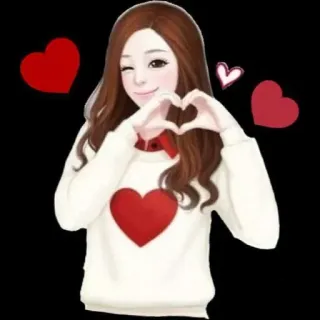 ❤️ การ์ตูน, หัวใจ, ความรัก, ผู้หญิง, คาวาอิ, น่ารัก, ขยิบตา telegram sticker