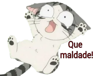 😱 Que maldade! кот, аниме, плачущий, грустный, мультфильм whatsapp sticker