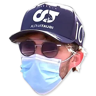 😷 carreras, fórmula 1, alpha tauri, f1, piloto, máscara whatsapp sticker