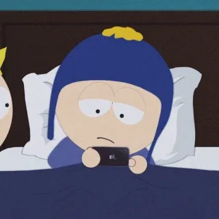 😒 Craig South Park cartoon, character, tv show, Craig Tucker, sleepy, phone, South Park telegram sticker