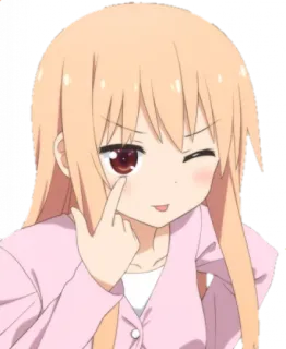 😜 anime, chica, guiño, dibujo animado, personaje telegram sticker