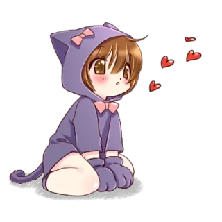 😻 Anime, Gato, Kawaii, Lindo, Corazones telegram sticker
