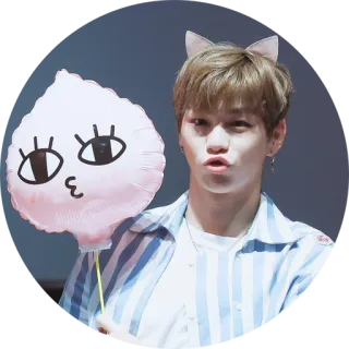 😙 orang, balon, telinga kucing, imut, kpop, potret whatsapp sticker