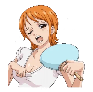 🥰 Nami One Piece 애니메이션, 팬, 핫, 지친, 땀 telegram sticker