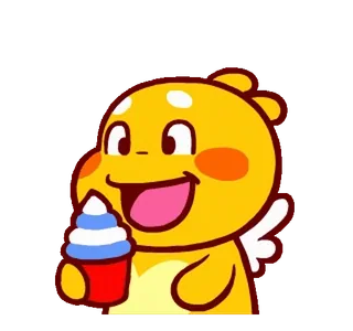 ๐ฆ kartun, lucu, kuning, monster, es krim, makanan, hidangan penutup, animasi telegram sticker