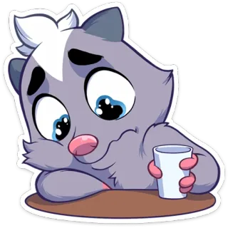 ☹️ Cartoon, Traurig, Niedlich, Tier, Tasse, Getränk telegram sticker