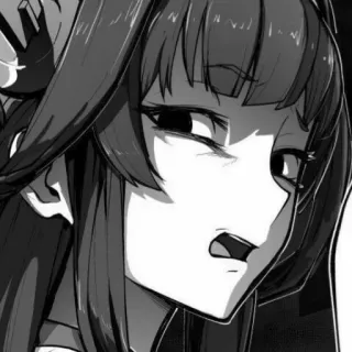 🖤 anime, manga, woman, portrait, black and white, facial expression telegram sticker
