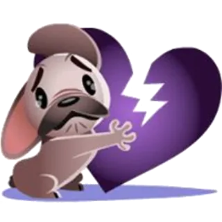 💔 cão, triste, coração partido, desenho animado, cachorro, amor, emoções telegram sticker