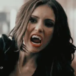🧛‍♀ Elena Gilbert The Vampire Diaries 뱀파이어, 송곳니, 공포, TV 프로그램, 언데드 telegram sticker
