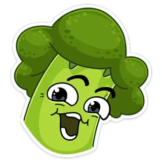 🥦 Brócolis, Vegetal, Desenho animado, Comida, Fofo, Engraçado, Adesivo whatsapp sticker