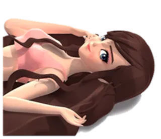 🙂 dessin animé, femme, fille, couchée, animation, relaxation whatsapp sticker