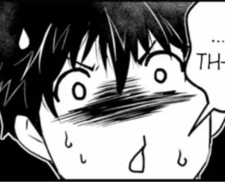 💦 TH- Anime, Manga, Impactado, Expresión, Blanco y negro whatsapp sticker