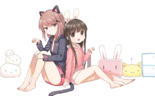 👭 动漫, 女孩, 朋友, 可爱, 卡通, 卡哇伊 telegram sticker