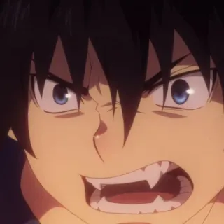 ☁️ Rin Okumura Blue Exorcist Anime, Blue Exorcist, Rin Okumura, Wütend, Dämon, Reißzähne telegram sticker
