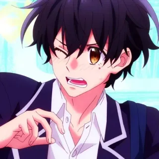 ⬛️ 动漫, 角色, 男性, 男孩, 眨眼, 卡通 telegram sticker