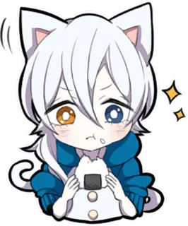 🍙 Anime, Kawaii, Słodkie, Kot, Chibi, Postać, Ilustracja telegram sticker
