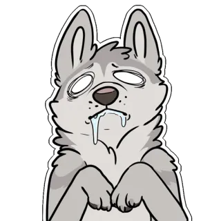 🤤 hond, husky, verdrietig, uitgeput, cartoon telegram sticker