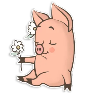 💐 pig, flower, cute, animal, cartoon, sticker telegram sticker
