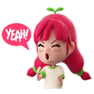 👍 YEAH! desenho animado, menina, exclamação, sim, fofo telegram sticker